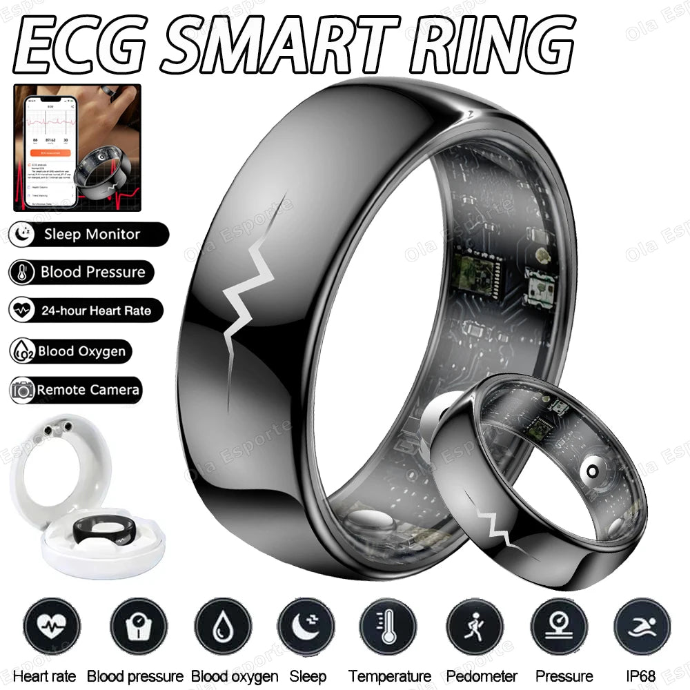 AI ECG Smart Ring – Heart Rate, Blood Pressure & Sport Tracker
