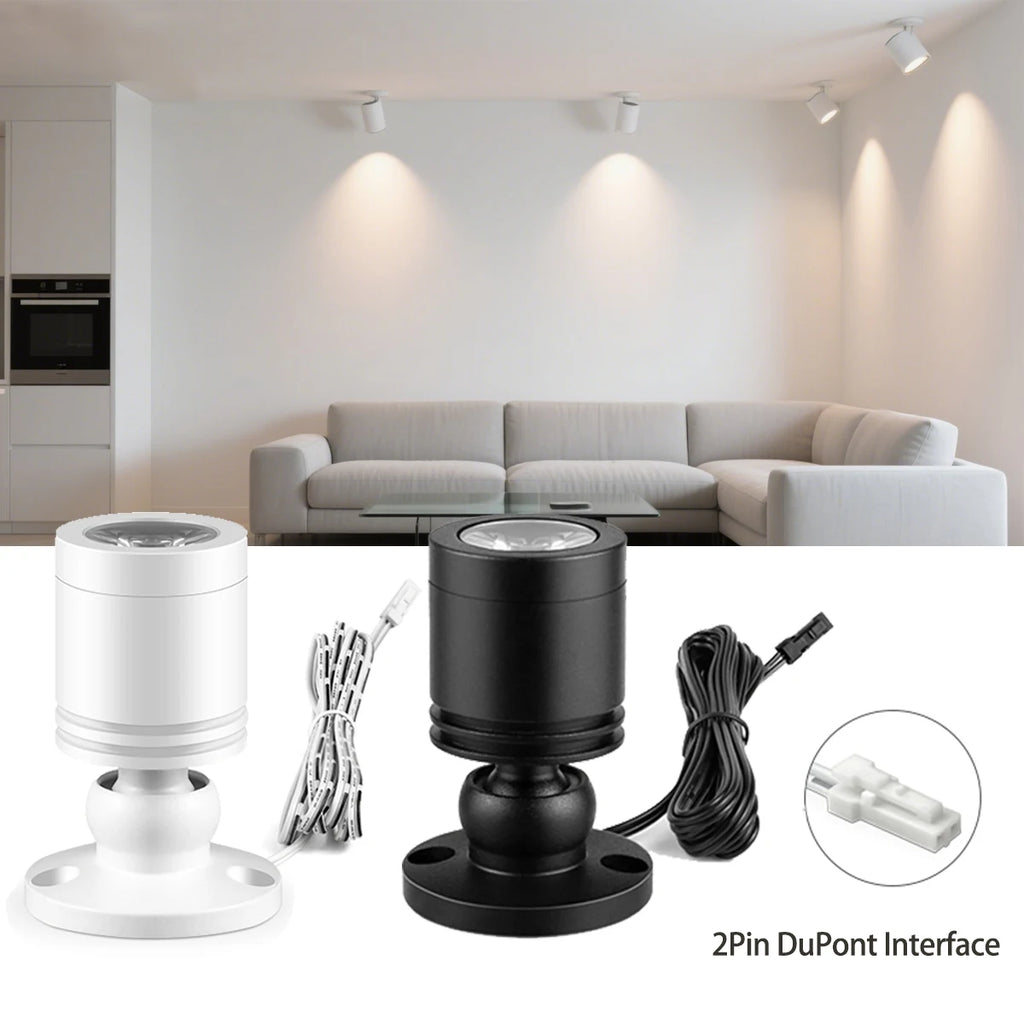 DC12V 3W LED Spotlight 2Pin DuPont Interface, Cabinet Surface Mount Mini Spot Light,for Living room Hotel Mall Ambinet Decor Oasis Select