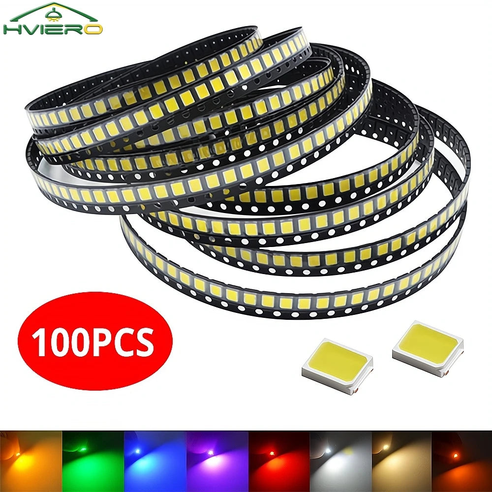 100Pcs 2835 SMD LED Chips 0.2W Ultra Bright White DIY LEDs