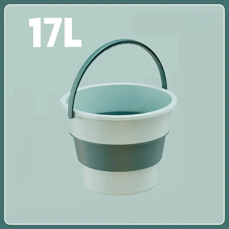 5/10/17L Collapsible Plastic Bucket Portable Water Container for Car Washing Fishing Camping Beach Trips and Household Cleaning Oasis Select Green 17L