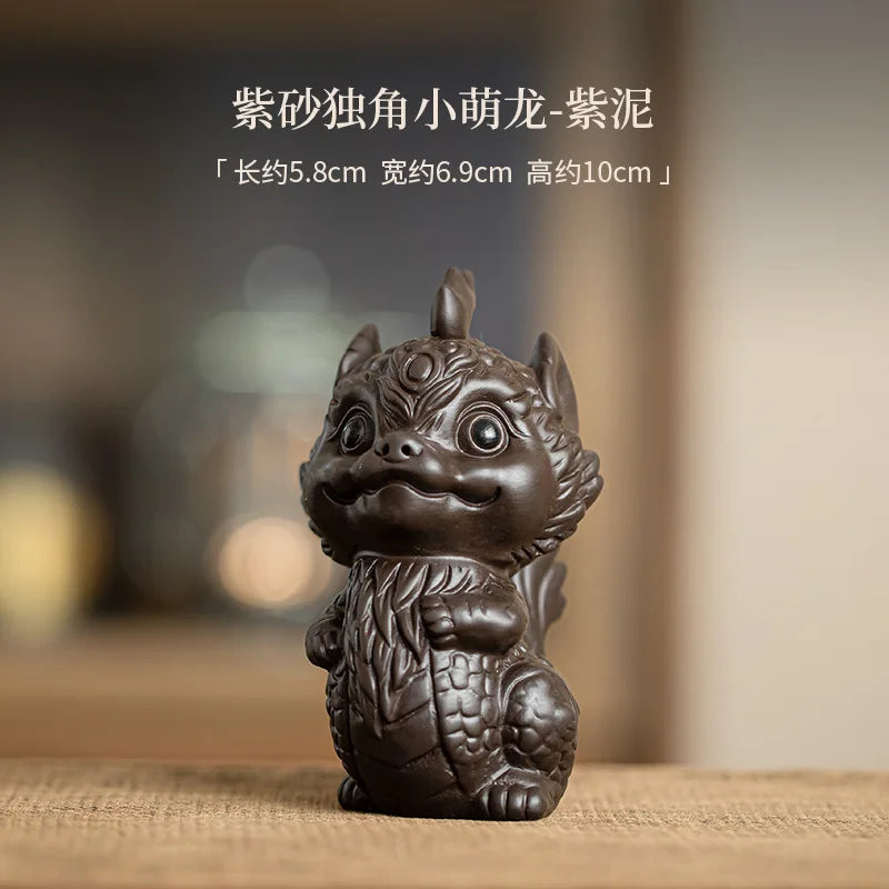 Purple Clay Dragon Tea Pet Ornament Cover Tea Play Tea Table Tea Brewing Play Small Tea Pet Kung Fu Tea Ceremony Accessories Oasis Select Girl-purple Clay