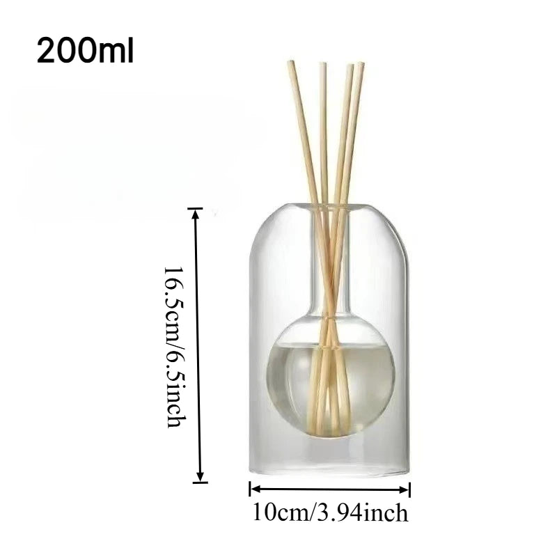 120/200ML Transparent Glass Aromatherapy Diffuser Bottle Glass Storage Containers Home Decoration with Diffusers Sticks Oasis Select 200ml sphere