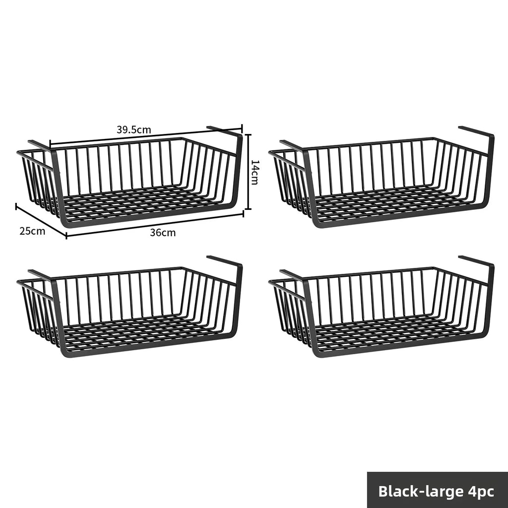 Dormitory Storage Artifact Multifunctional Hanging Seasoning Hanging Basket Layered in Cabinet Hanging Cabinet Lower Hanger Oasis Select Black Large 4PC