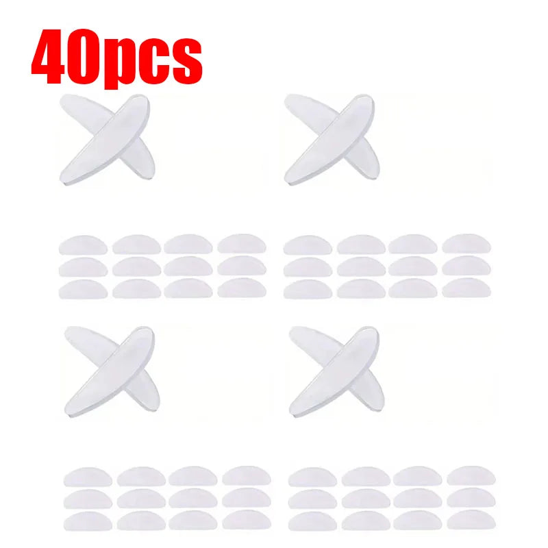 10/20/30/40pcs Eyeglasses Anti Slip Nose Pads Soft Silicone Adhesive Glasses Nose Pads For Plastic Frame Glasses Sunglasse Oasis Select 40pcs White