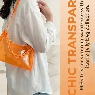 Fashion Clear Jelly Shoulder Bag Women Transparent Waterproof Messenger Handbag Stylish Purse for Summer Beach Outings Oasis Select