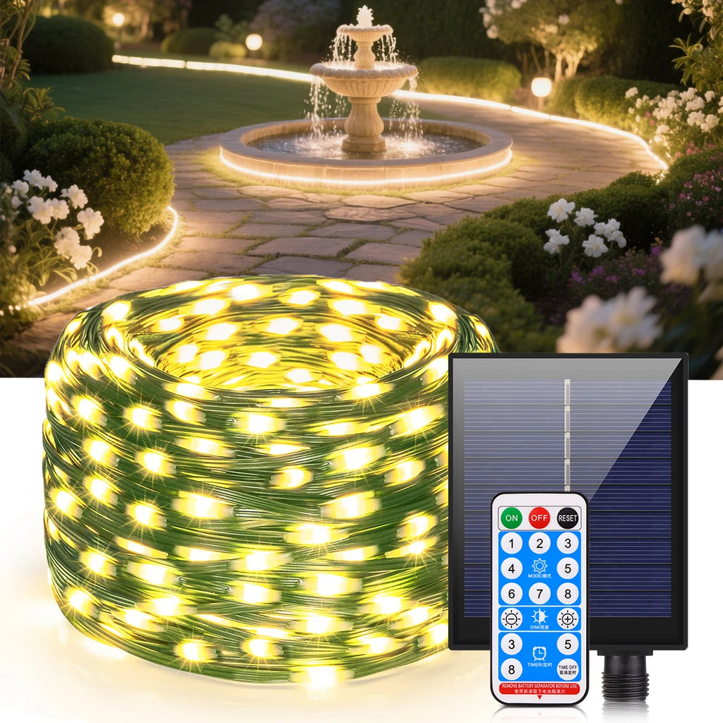 Solar Powered Remote Control Light String Path Street Lamp Festoon Holiday Party Patio Yard Decor Waterproof Outdoor Lighting Oasis Select