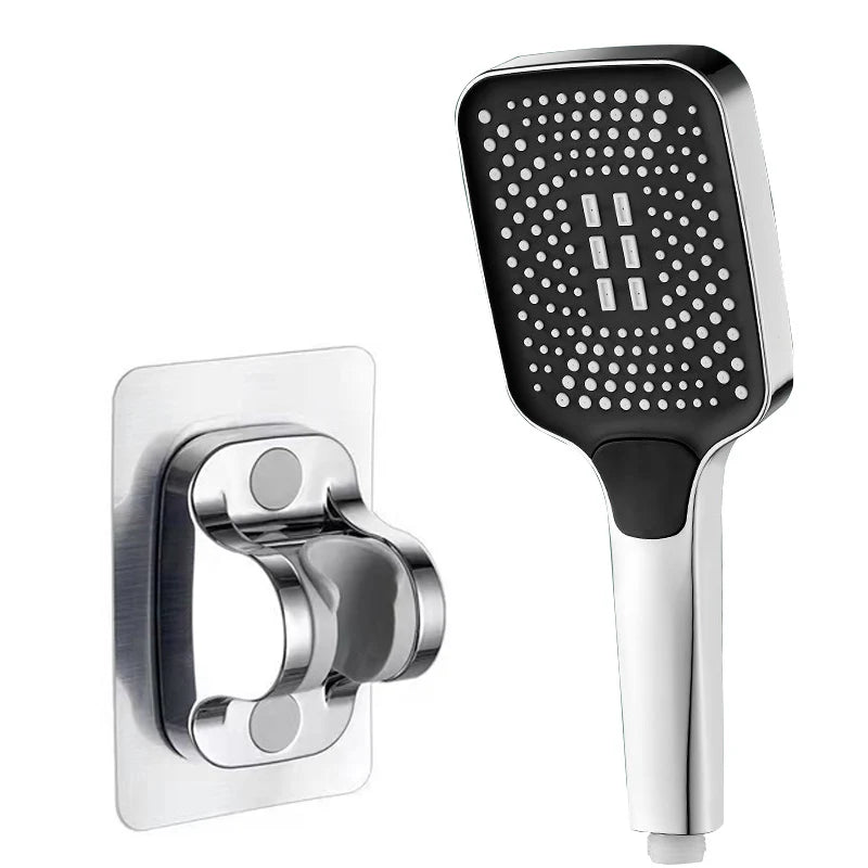 Square High-Pressure Handheld Shower Head – 3 Spray Modes