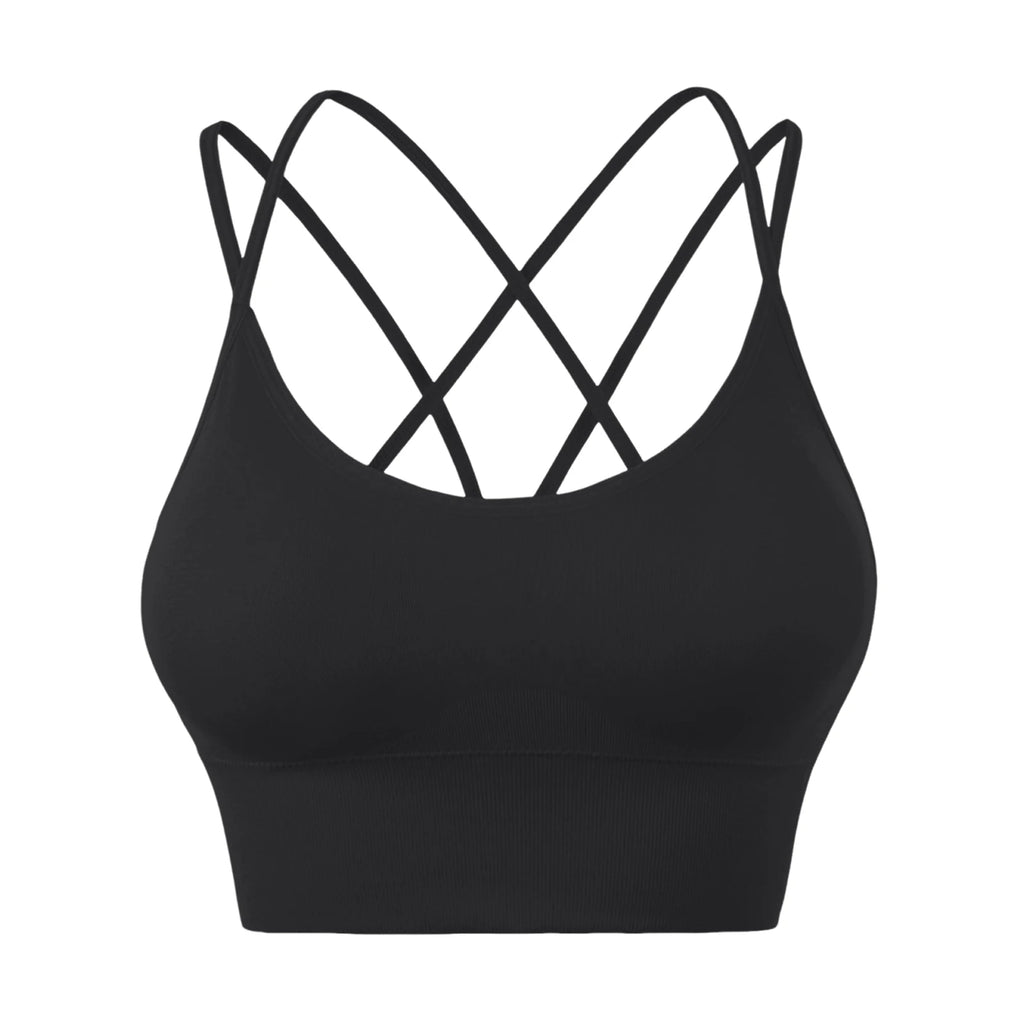 Wirefree Sports Bra Women's Sexy Back Shockproof Fitness Crisscross Brassiere Training Sports Running Yoga Tank Tops Sportswear Oasis Select