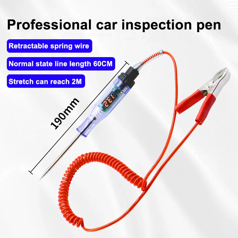 New 5V-120V Car Tester Pen Voltage Circuit Test DC Digital Display Electric Pen Probe Pen Auto Diagnostic Tools 2V 12V 24V 48V Oasis Select