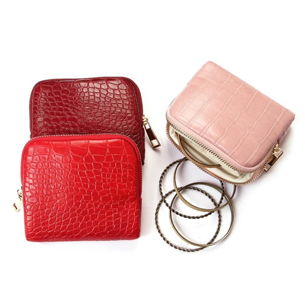 Travel Jewelry Organizer Crocodile-Pattern Jewelry Storage Bag Crocodile Pattern Bag Multi-Compartment Portable Jewelry Case Oasis Select