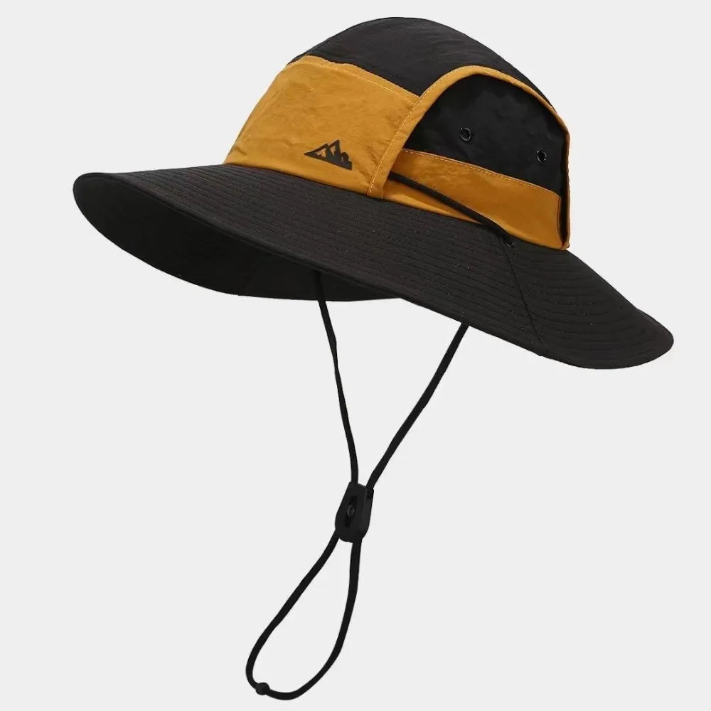 Unisex Large Brim Fisherman Hat Breathable Quick Drying Visor Cap Lightweight Foldable Sun Protection Hat Oasis Select Black