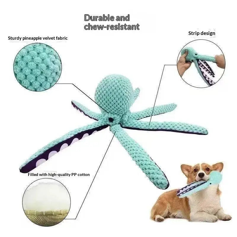 Pet Octopus Indestructible Dog Toy For Aggressive Chewers Squeaky Interactive Anxiety Relief Toy For All Dogs Pet Supplies Oasis Select