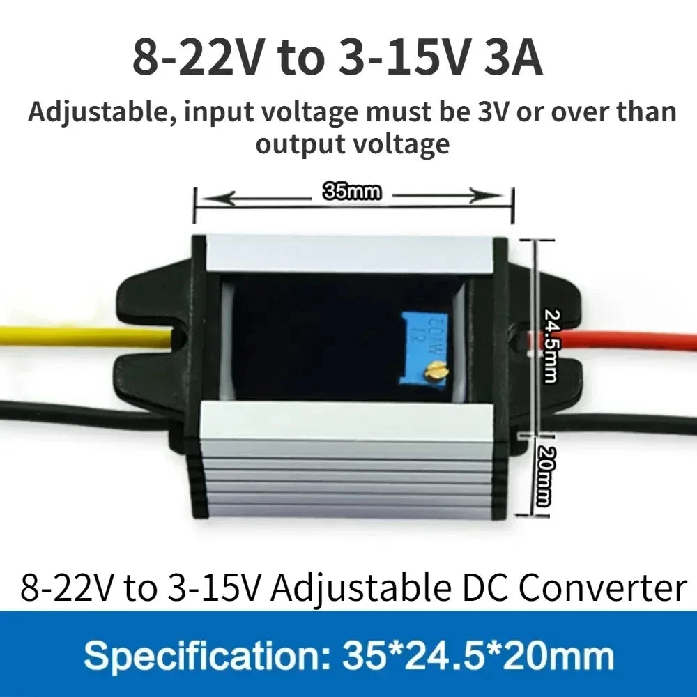 12V24V to 9V 7.5V 6V 5V 4.2V 3.7V 3.3V 3A power supply step-down device CE RoHS power module transformer car DC-DC waterproof Oasis Select 12V24V to 3-15V 3A 12V24V