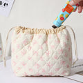 Ladies' Cotton Makeup Bag Embroidered Drawstring Storage Bag Travel Cosmetic Bags Large Capacity Hanging Toiletry Storage Bag Oasis Select A
