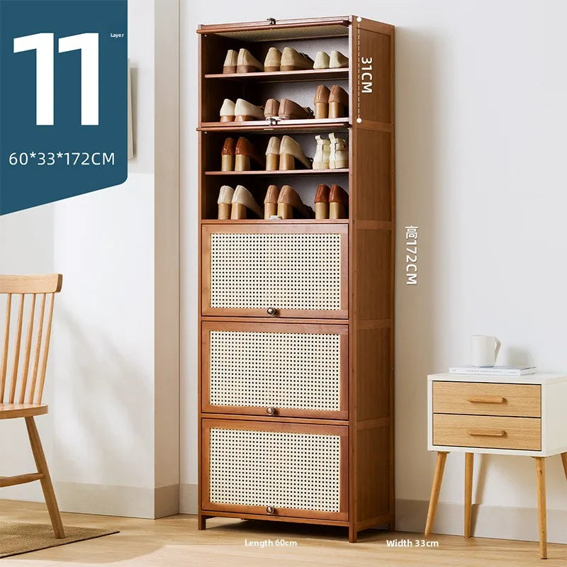 Imitation rattan woven shoe cabinet, simple shoe rack at the door of the home, economical storage, multi-layer dust-proof Oasis Select Eleven floors 60