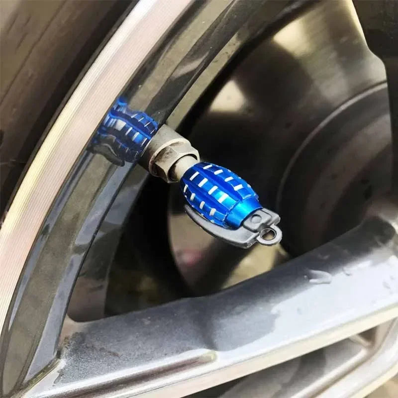 4pcs Car Tire Valve Cap Aluminum Grenade Tyre Valve Stems Cover Air Dust Caps Tire Valve Truck Bike Wheel Rim Valve Stem Caps Oasis Select