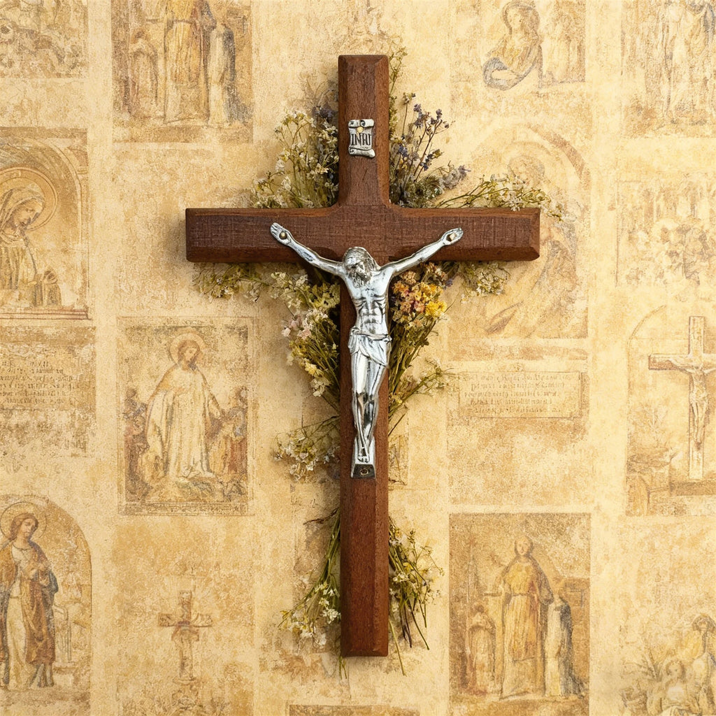 7.8" Hand Carved Wooden Cross – Wall Hanging & Table Decor Religious Wall Decor Oasis Select