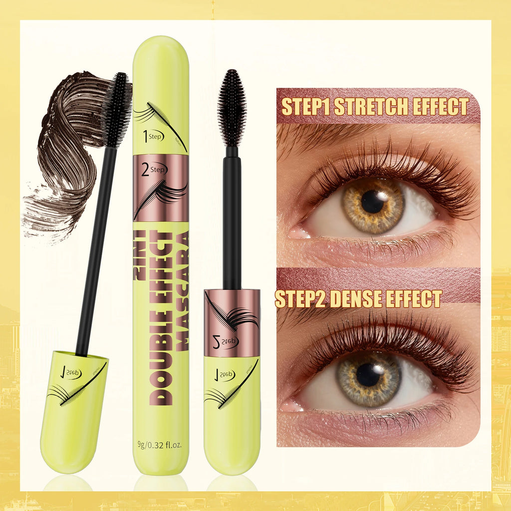 Hello Kiss Brown Waterproof Mascara – Dual Brush Clump-Free