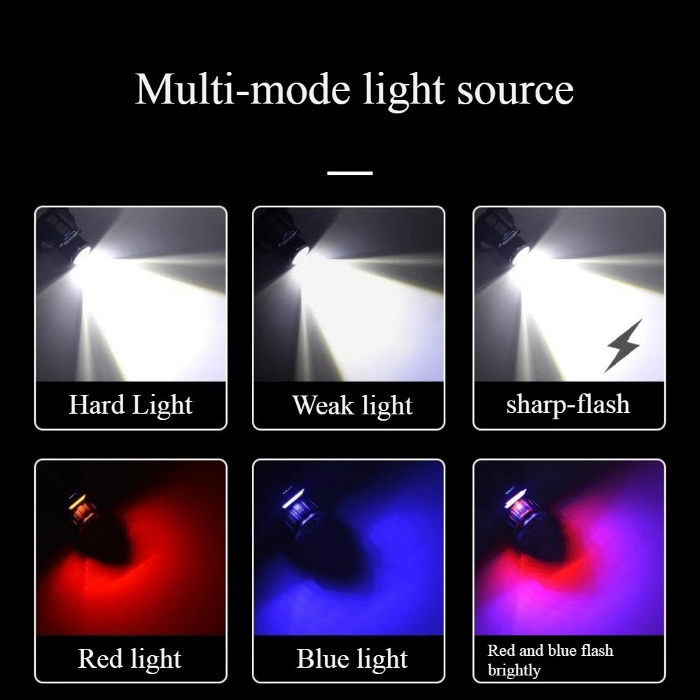 Smart Motion Sensor LED Headlamp Type-C USB Rechargeable Headlight Super Bright Rotary Zoom Head Lamp Red/Blue Warning Lights Oasis Select