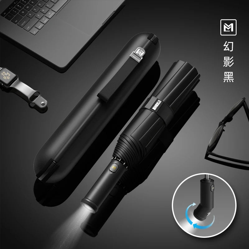 Full-automatic folding thickened umbrella large strong wind-resistant reinforced automatic umbrella Oasis Select 106cm LED Black