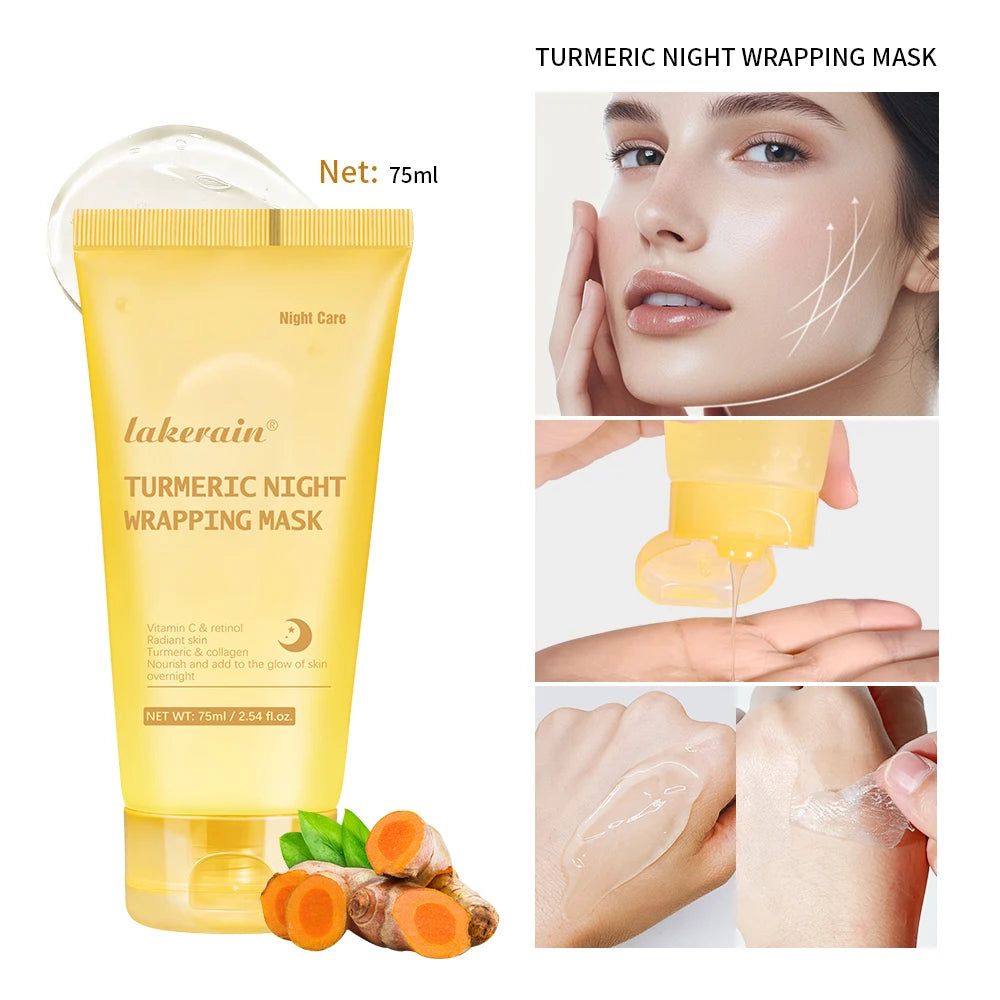75ml Kojic Acid Turmeric Overnight Wrapping Peel Off Mask 8 Hours Hydrolyzed Nourishes Moisturizing Sleeping Collagen Mask Skin Oasis Select 1pcs