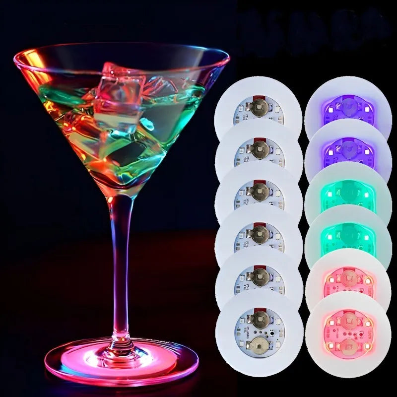 5/10/30PCS LED Coaster Lights Bar KTV Wedding Party Cocktail Drink Cup Vase Lighting Luminous Bottle Stickers Decoration Oasis Select