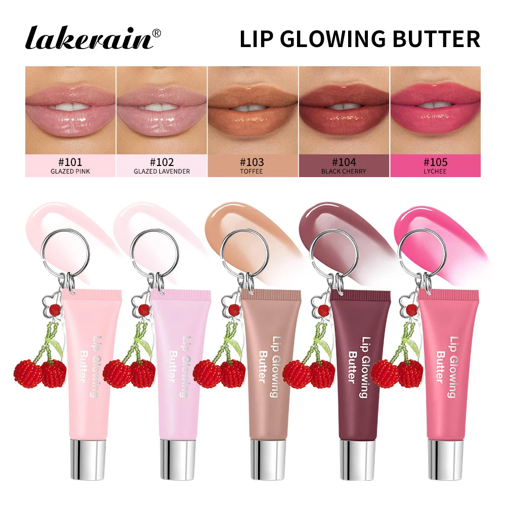 Lip Glowing Butter Gloss Long Lasting Cherry Keychain Moisturizing Lip Oil Plumper Nourishing Makeup Care Hydrating Lipstick Oasis Select