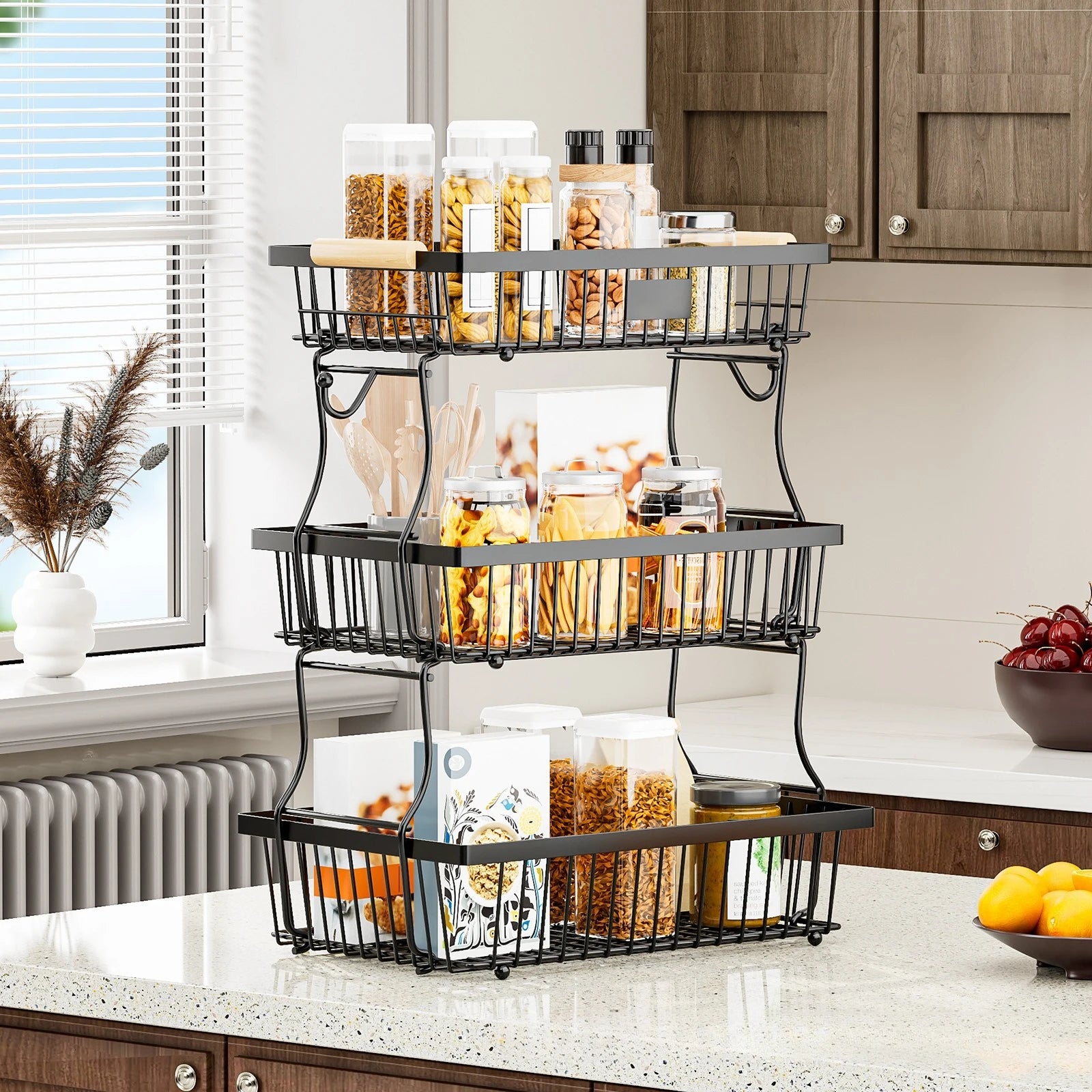 Fruit basket restaurant snack storage fruit basket wrought iron kitchen countertop removable fruit and vegetable storage basket Oasis Select