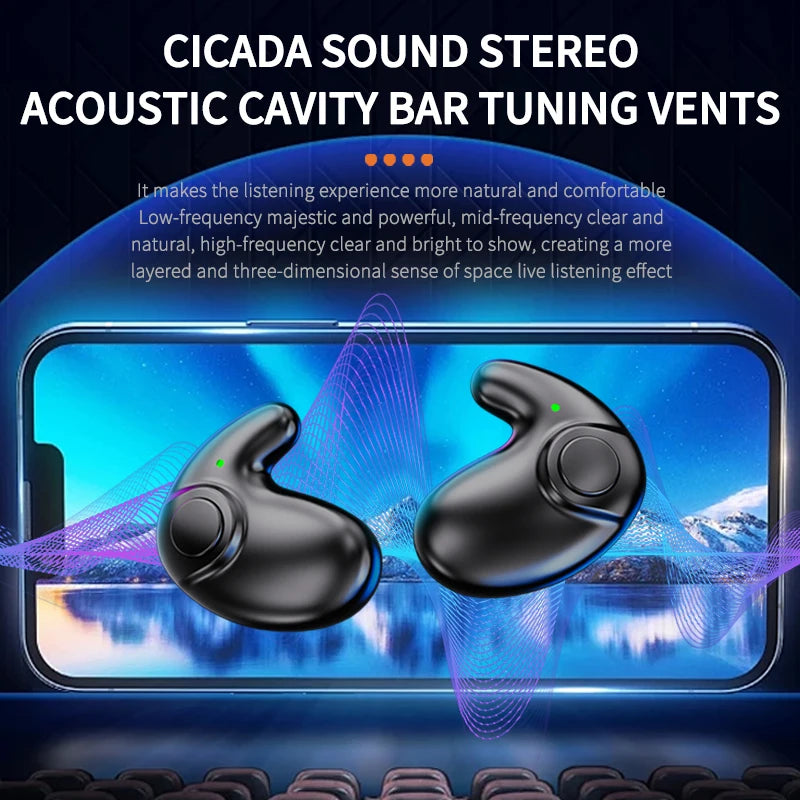Waterproof Wireless Bluetooth 5.3 Headsets Mini headset Painless Call Noise Cancelling Thin Headphones Fit for Sleeping/Sports Oasis Select