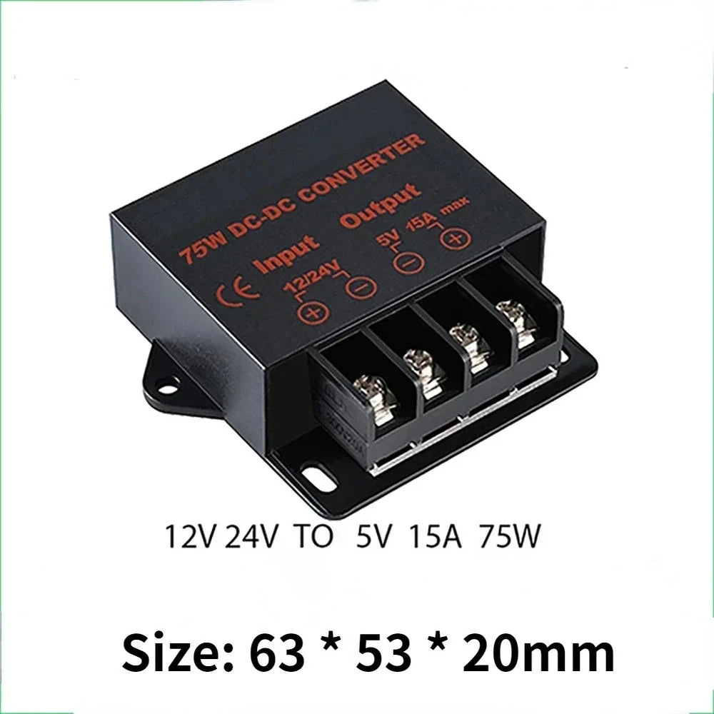 Buck Regulator Step-Down Voltage Mini Supply Module3A 5A 10A 15A For Car LED DC 12V-24V to 5V Electric Power Converter Oasis Select 15A 12V-24V 5V
