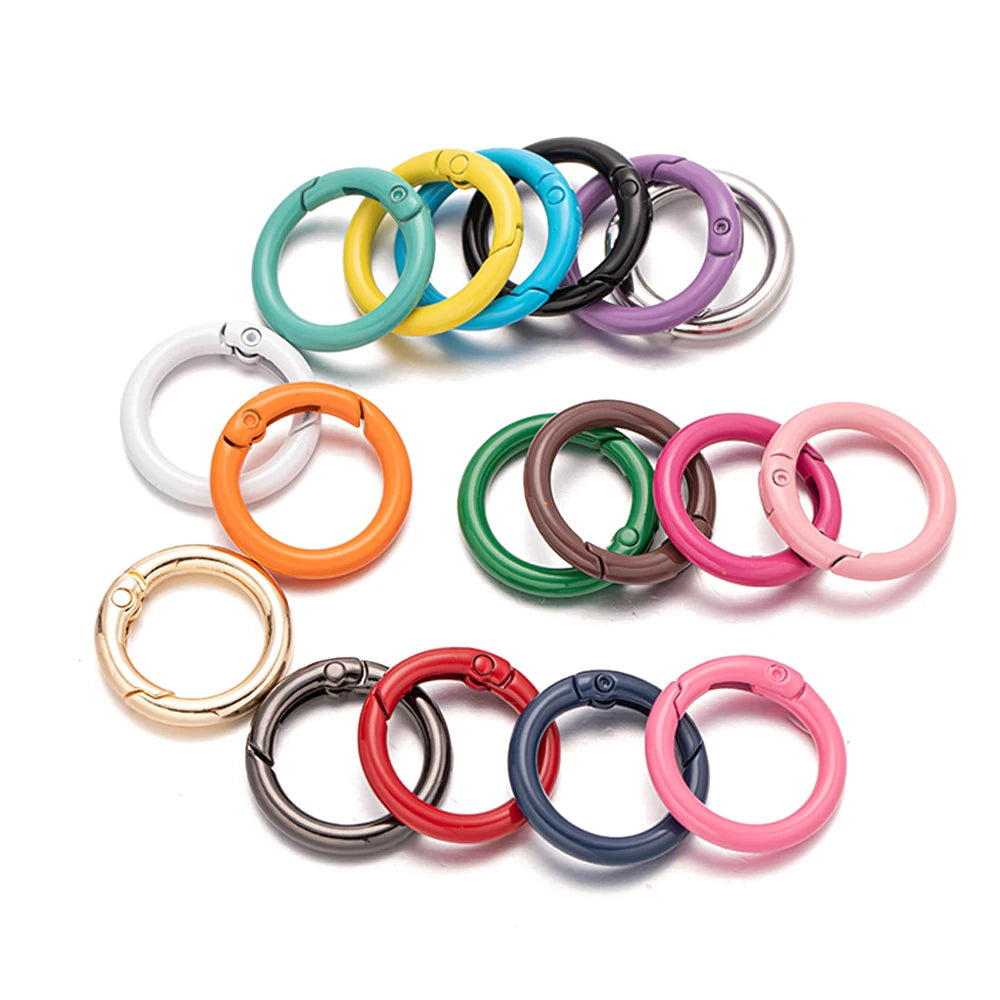 5pcs 20/25/28/33mm Metal O Ring Spring Clasps Round Carabiner Keychain Bag Clips Hook Buckles Connector For DIY Jewelry Making Oasis Select