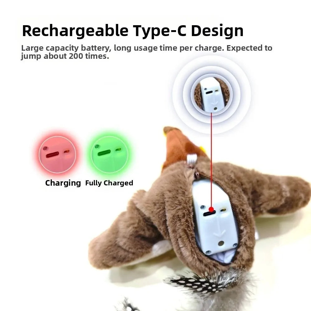 Electronic Flapping Bird Cat Toy USB Vivid Chirping Interactive Cat Hangable Touch-Activated Simulated Bird Cat Toy Oasis Select