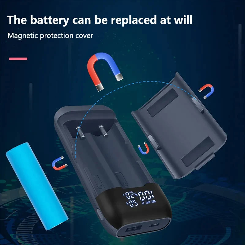 Battery Charger Case 18650 21700 20700 Rechargable Lithium Li-ion Batteries DIY Power Bank Portable Charger QC3.0 Fast Charging Oasis Select