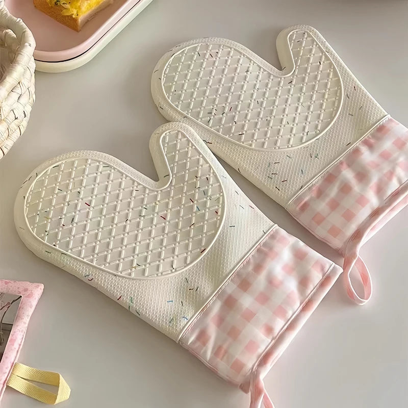 Cute Silicone Kitchen Single Oven Glove Mitts Insulation Heat Resistant Microwave Glove Baking High Temperature Resistance Oasis Select