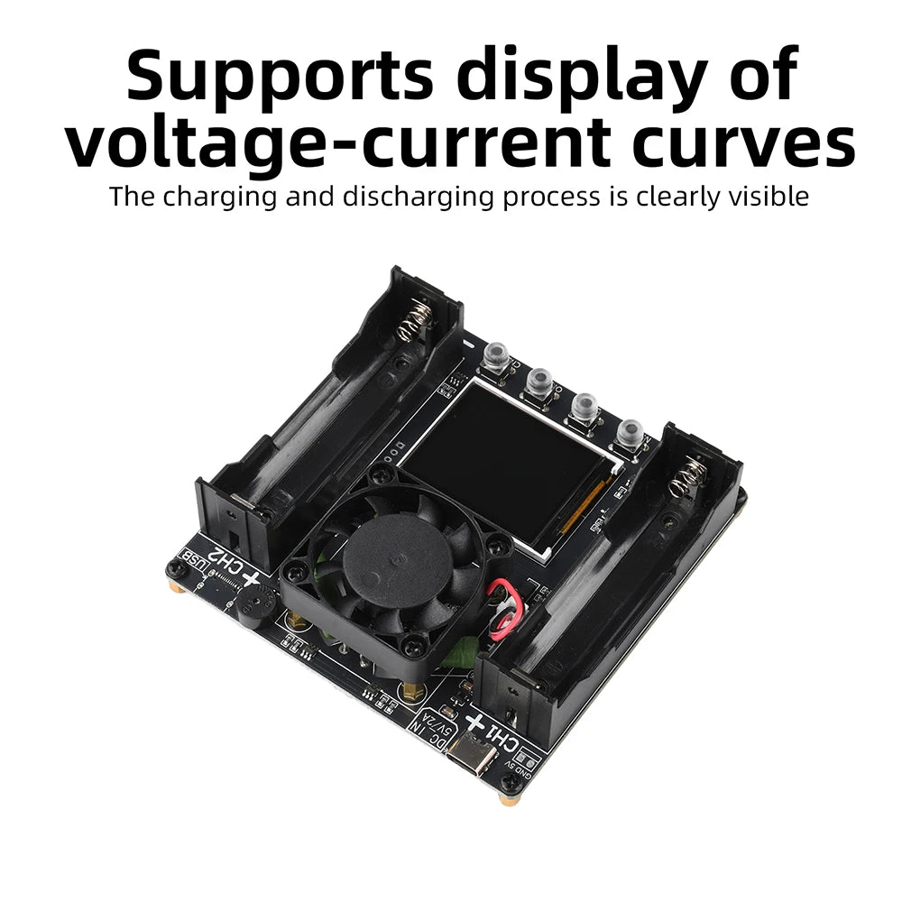 DC 5V Dual Channel 18650 Lithium Battery Capacity Tester Electronic Load Tester Automatic Charging and Discharging Module Type C Oasis Select
