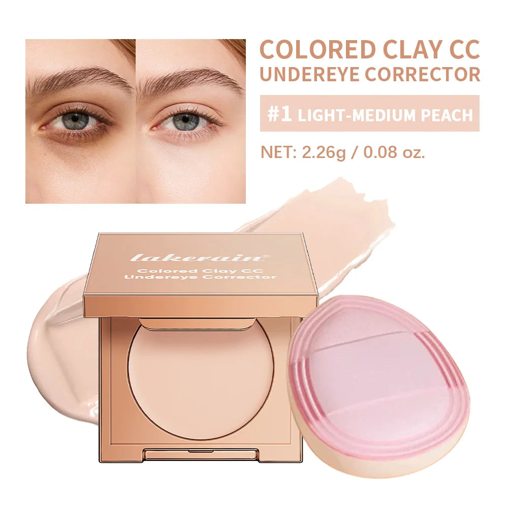 Colored CC Undereye Corrector Concealer With Puff Cover Dark Circles Acne Pores Long Lasting Eyes Korean Makeup Brightening Skin Oasis Select SET 1