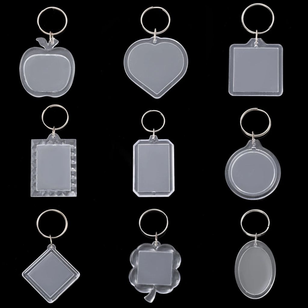 5pcs Acrylic Photo Frame Keychain Holder Photo Picture Insert Blank Keyring with Split Ringfor DIY Craft Jewelry Making Oasis Select