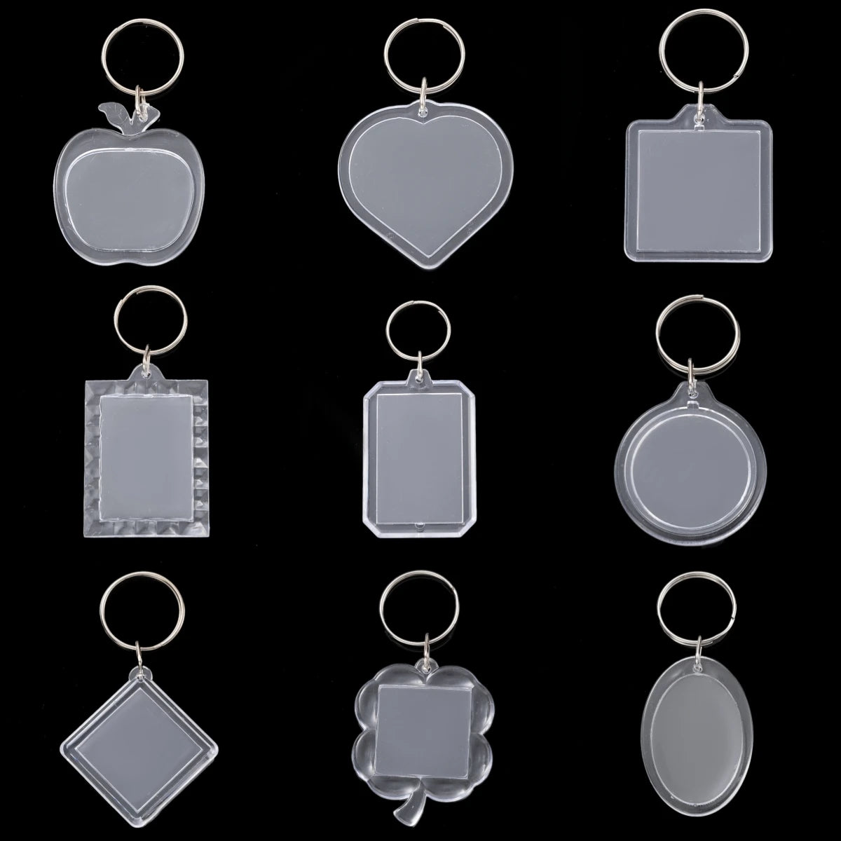 5pcs Acrylic Photo Frame Keychain Holder Photo Picture Insert Blank Keyring with Split Ringfor DIY Craft Jewelry Making Oasis Select