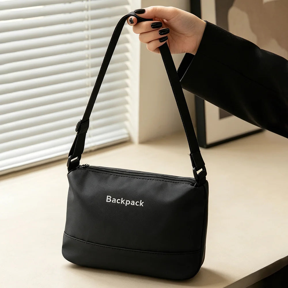 Unisex Waterproof Oxford Cloth Crossbody Bag Minimalist Letter Print Large Capacity Multi-Pocket Casual Sling Shoulder Bag Oasis Select