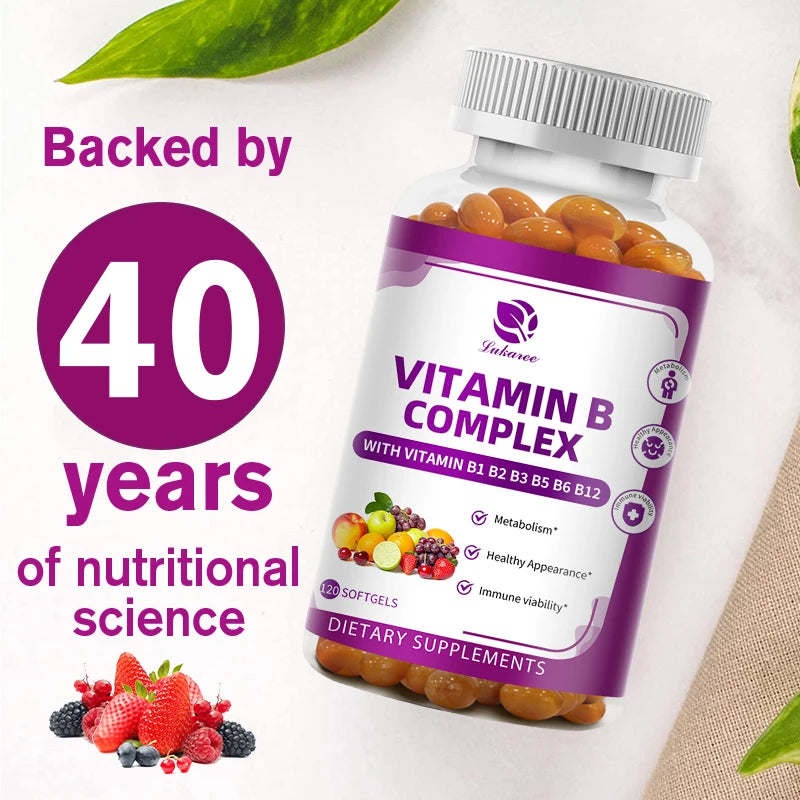 LUKAREE Vitamin B Complex for Men and Women with Biotin & Folic Acid Super Promote Human Metabolism ,Energy, Nerve Blood Support Oasis Select