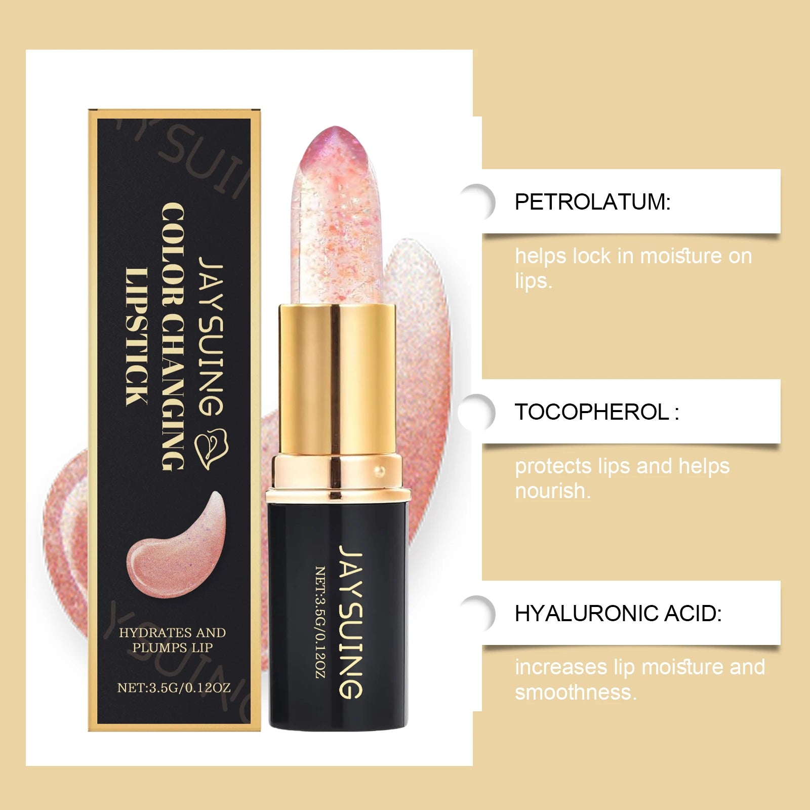 Jaysuing Color Changing Glitter Jelly Lip Balm – Hydrating Gloss Glitter Lip Balm Oasis Select