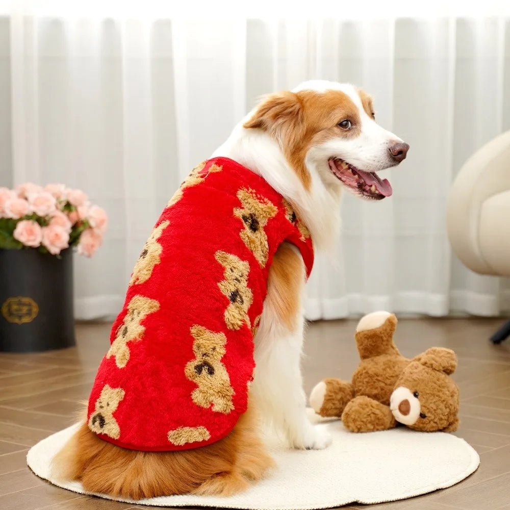 Winter Fleece Dog Vest Sweater – Bear Pattern Sizes 3XL–9XL