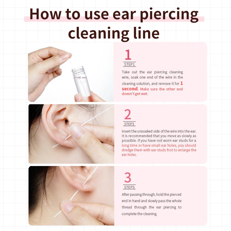 Ear Piercing Cleaning Kit – 70-Piece Ear Hole Floss & Solution Ear Piercing Care Kit Oasis Select