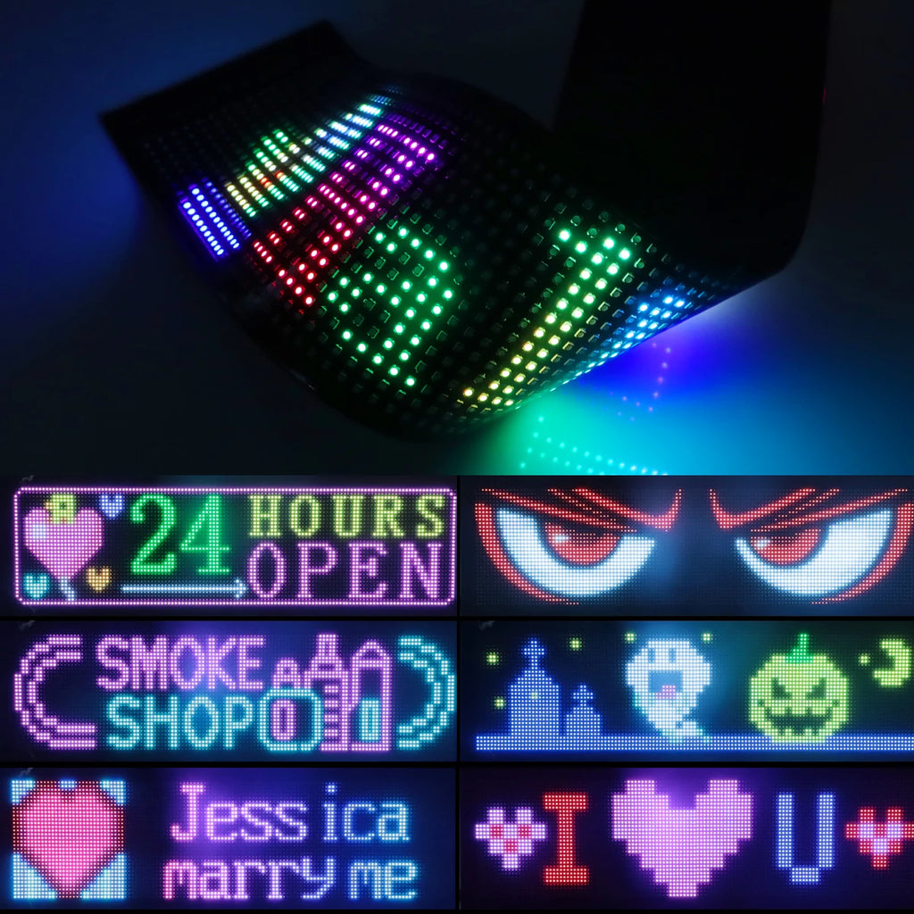 USB 5V Double Row Flexible Display Screen Programmable Matrix Pixel Panel For Board Windshield with Remote Car Devil Eye Light Oasis Select