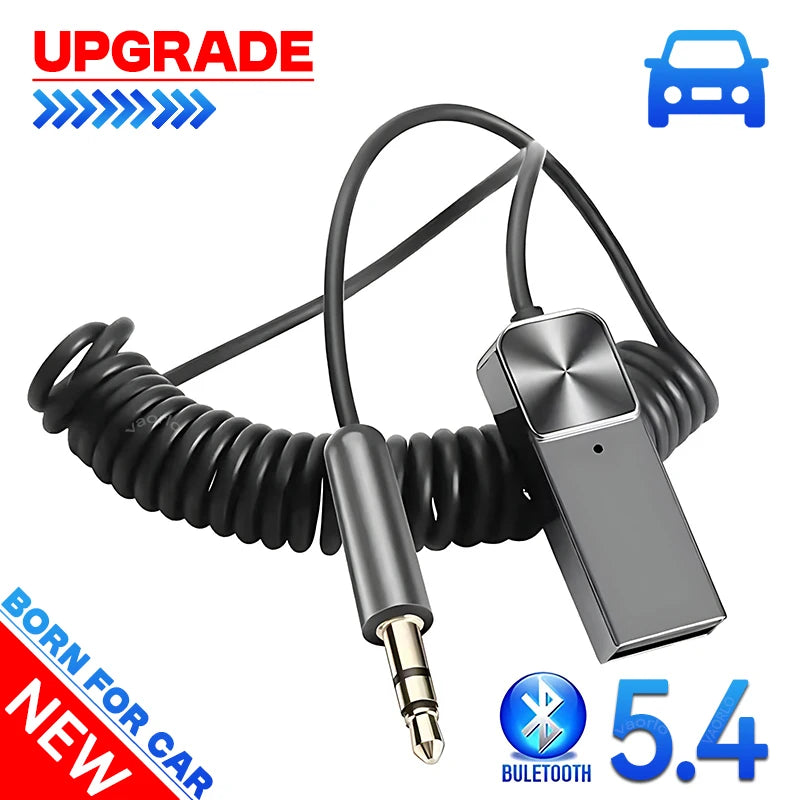 Upgrade Bluetooth 5.4 Audio Receiver Stereo Dongle USB To 3.5mm Jack Car Audio AUX Wireless Adapter With Mic For Car BT Transmit Oasis Select