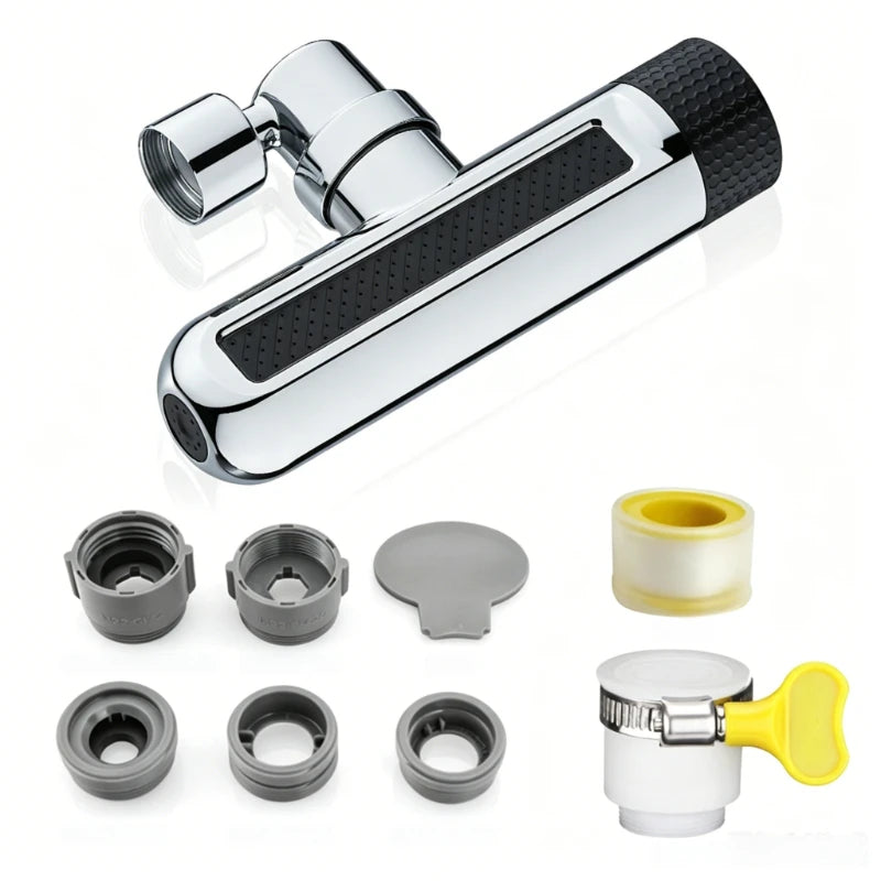 720° Rotating Kitchen Faucet 6 Modes Waterfall Spout Splash-Proof Universal Aerator Multi-Function Faucet Nozzle Extender Oasis Select Silver