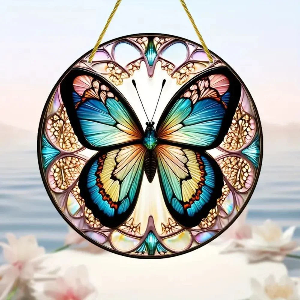 2025 Circular Acrylic Painting Creative Butterfly Theme Home Wall Decoration Hanging Painting Living Room Bedroom Mural Painting Oasis Select 9