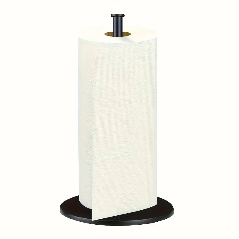 Stainless Steel Bathroom Roll Holder with Weighted Base - Heavy-Duty Countertop Organizer, Space-Saving Design for Paper Towels Oasis Select