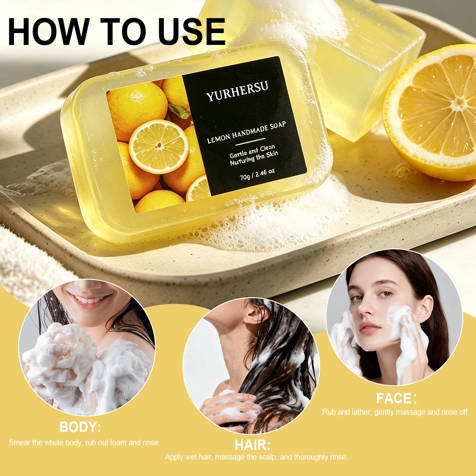 Natural Lemon Handmade Soap – Organic Essential Oil Bar