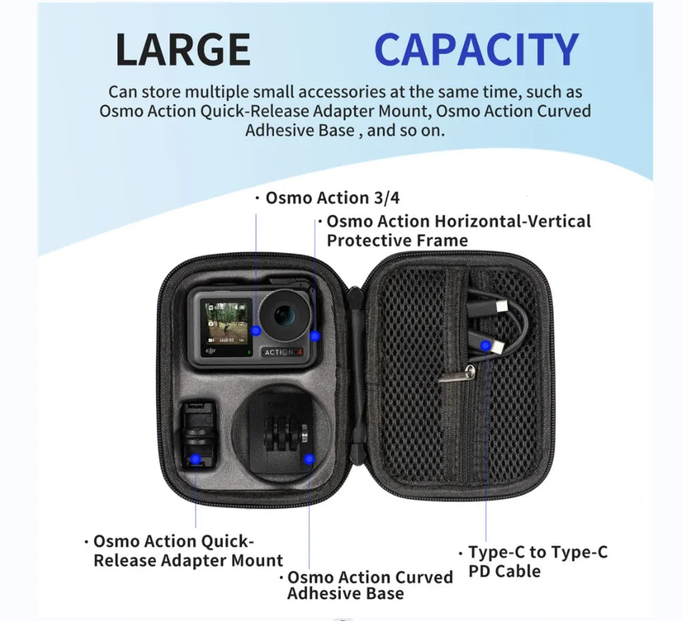 DJI Action 5 Pro/4/3 Hard Shell Storage Case & Carry Bag